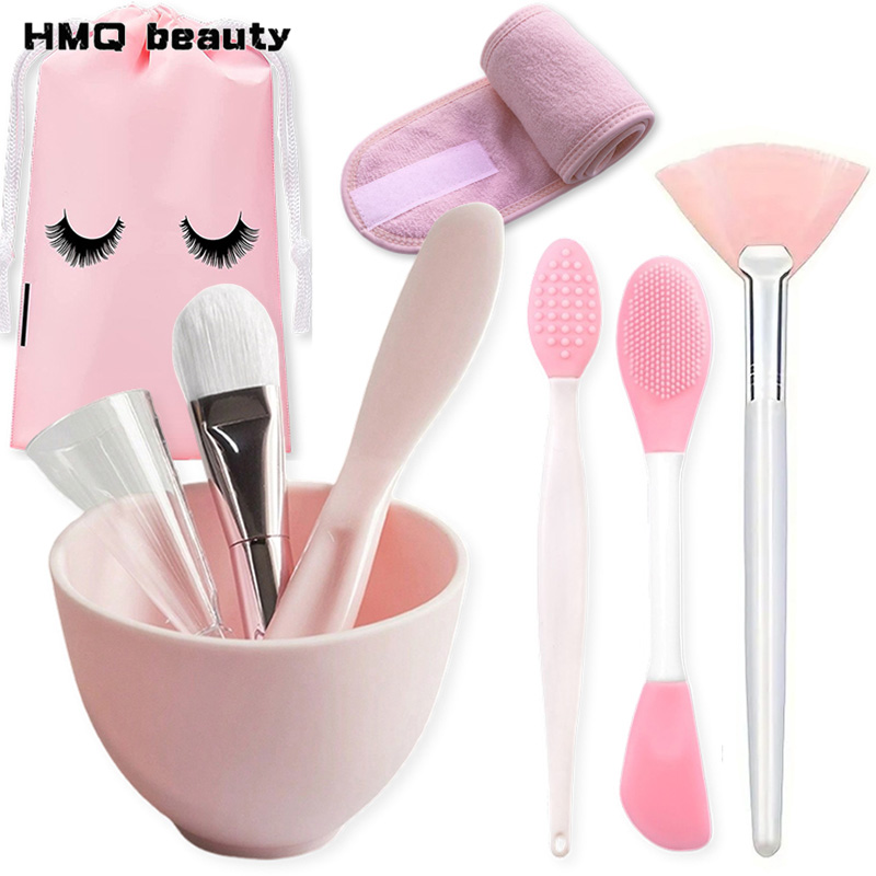 Face Mask Silicone - 9個/セット シリコンフェイスマスクミキシングボウルセット フェイシャルアプリケータースパチュラ マスクボウルスプーン ポータブルフェイスマスクミキシングブラシ ビューティーツール