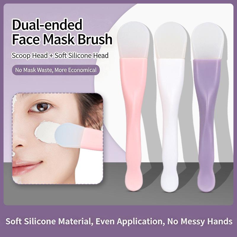 Face Mask Silicone - 【M】1/2/3個セット 両端シリコンマスクブラシ - フェイスクレンジングスクレーパー 再利用可能な泥塗布ツール 女性用美容ツール