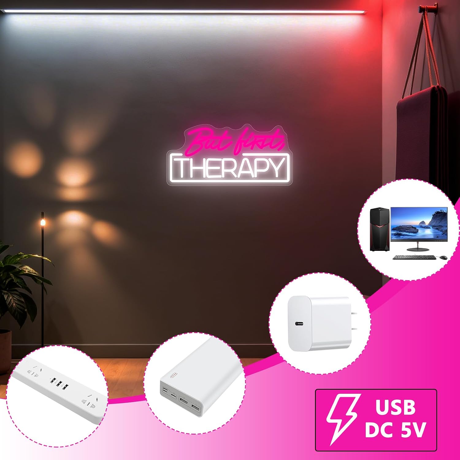 セルフケアだが最初に必要なのはセラピー ネオンサイン USB - Spa Wellness And Beauty のレビューと価格